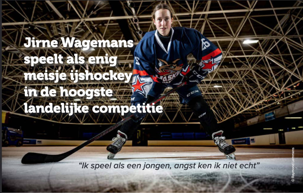 Jirne Wagemans speelt als enig meisje ijshockey in de hoogste landelijke competitie